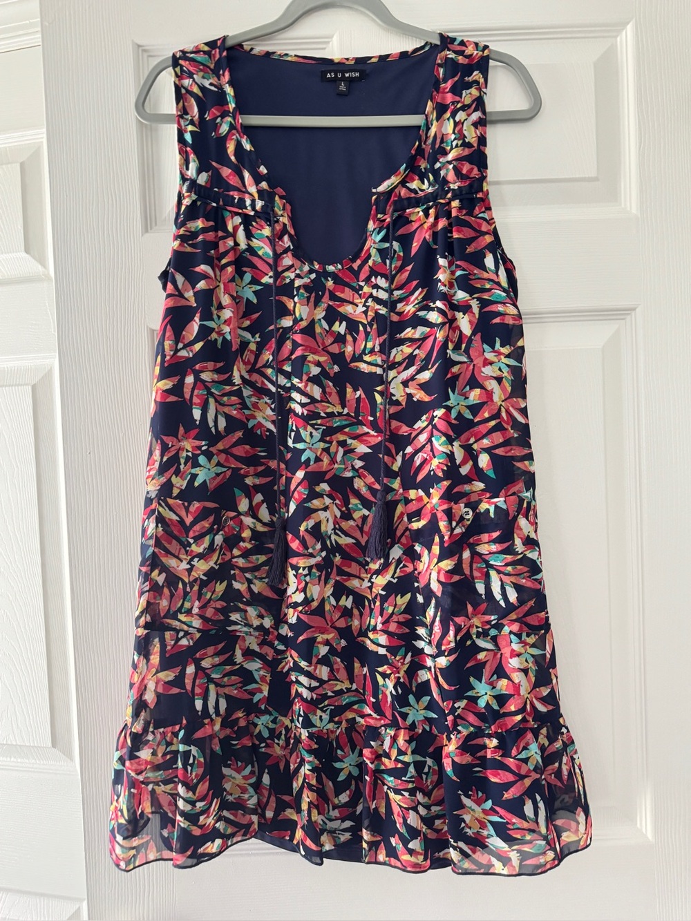 Navy Floral Sleeveless Dress
